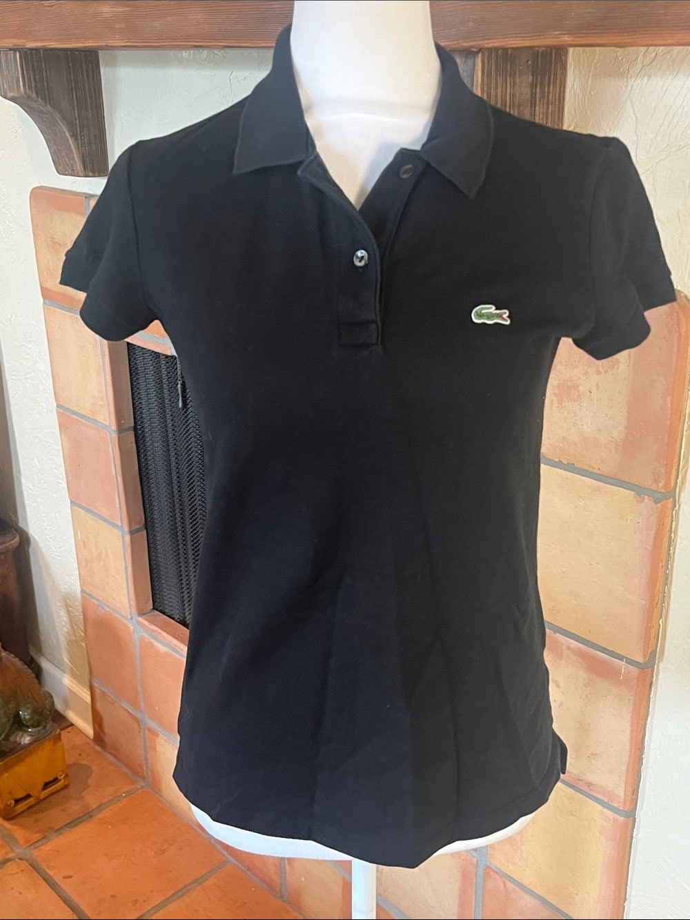 LACOSTE Black Short Sleeve Polo Shirt, size 4